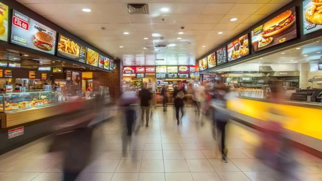 A busy QSR interior.